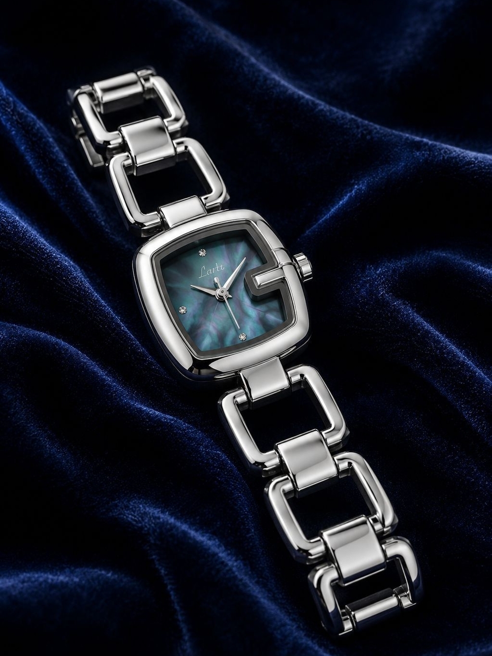 Silver Bracelet Watch with Blue Mother-of-Pearl Dial - Picture 2 of 4